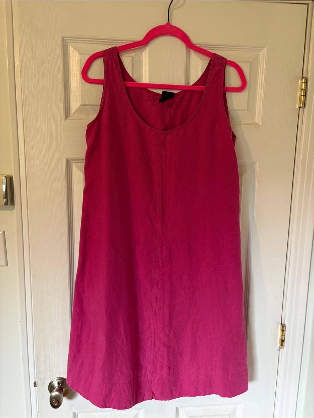 Eileen Fisher Bright Linen A Line Fuchsia Sleeveless Dress